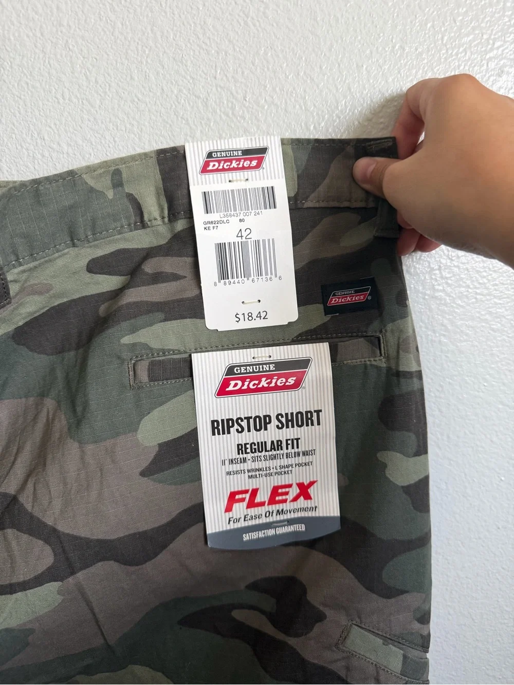 Dickies Men's Camouflage Flat Front Shorts - Olive & Brown